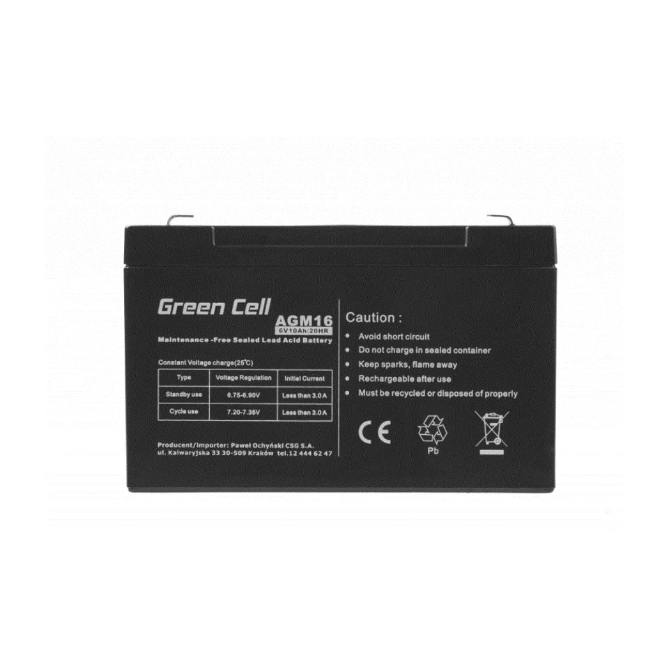 Batteria UPS al piombo sigillata Green Cell AGM16 (VRLA) 6 V 10 Ah