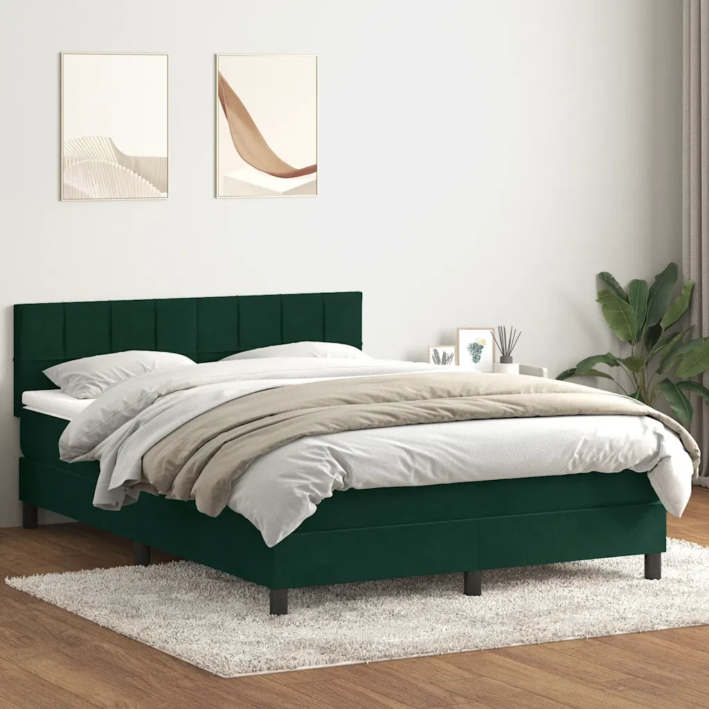Letto a Molle con Materasso e LED Verde Scuro 160x220 cm Velluto 3316938