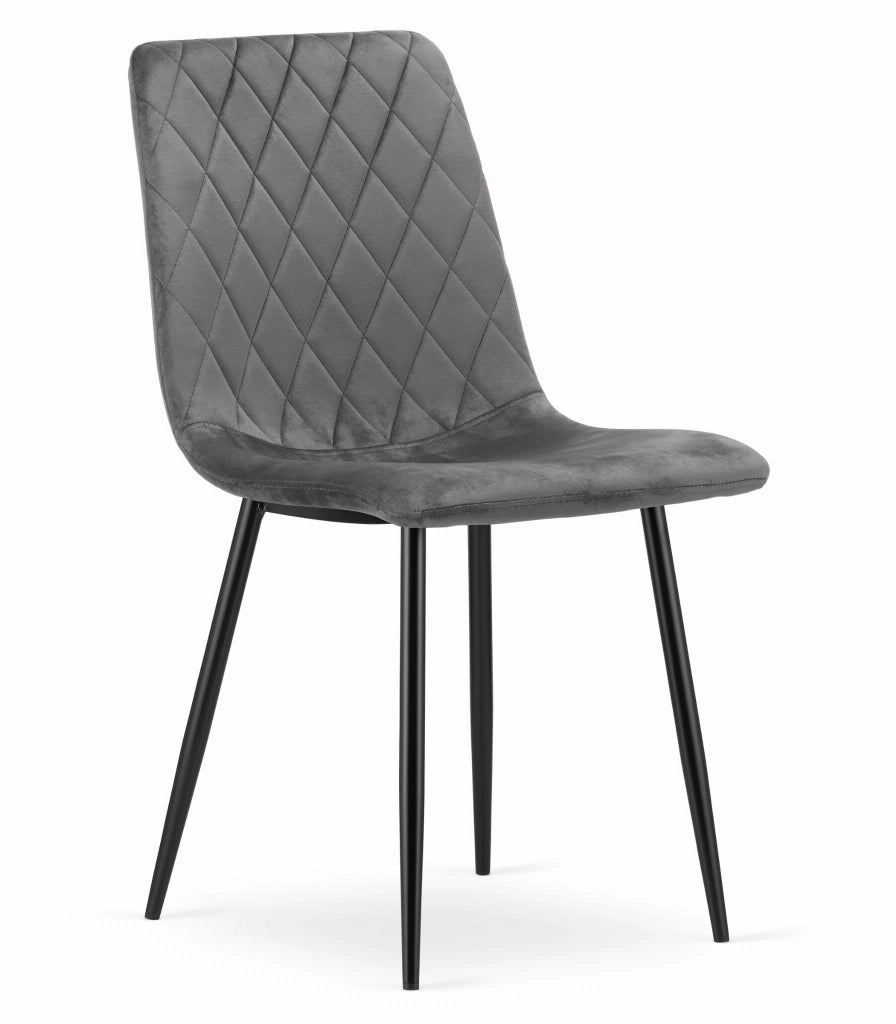 Sedia Valora TURIN in velluto grigio scuro, design ergonomico x2