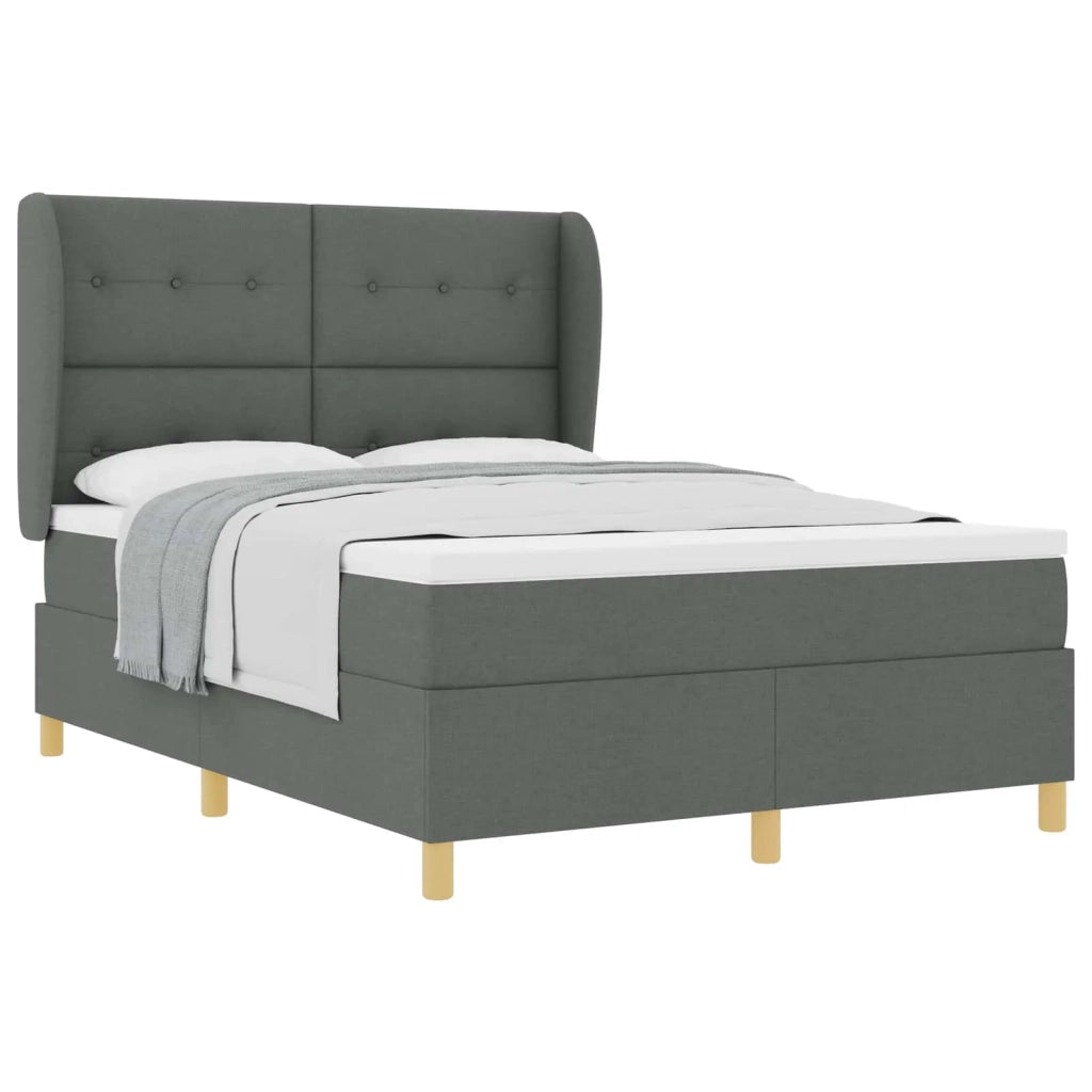 Letto a molle con materasso Grigio scuro 190 x 140 cm Tessuto 3340747