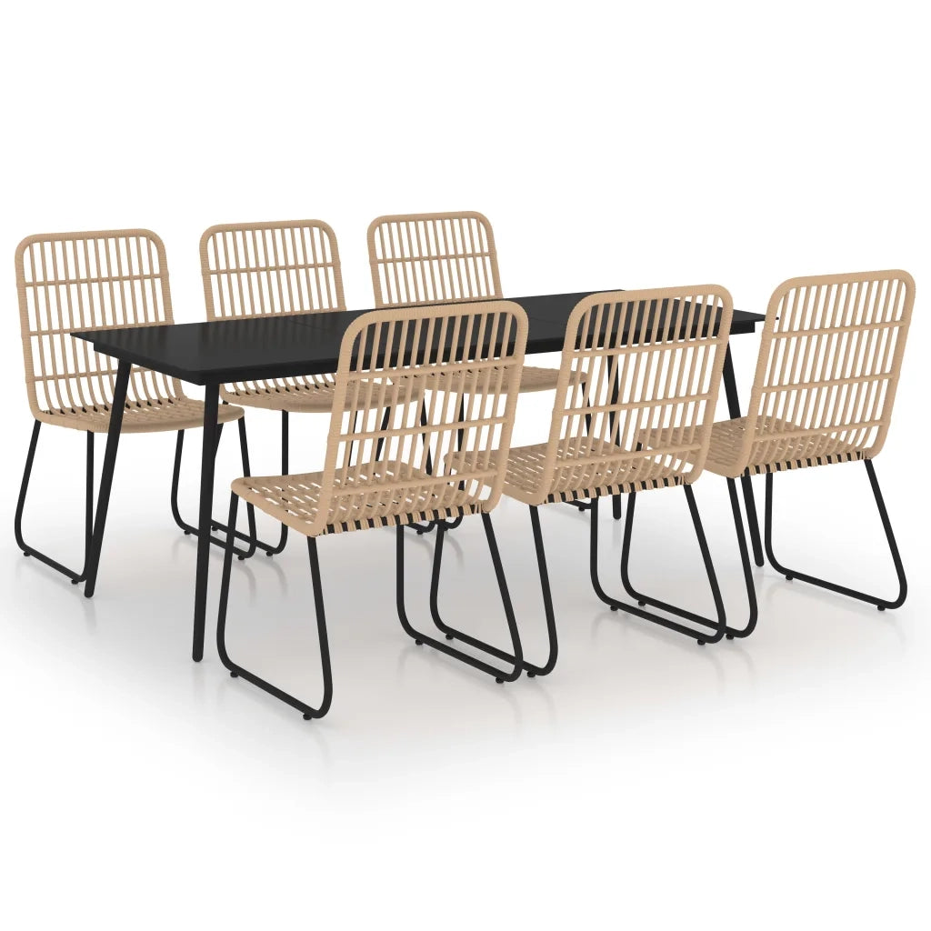 Set da Pranzo da Giardino 7 pz in Polyrattan e Vetro cod mxl 34644