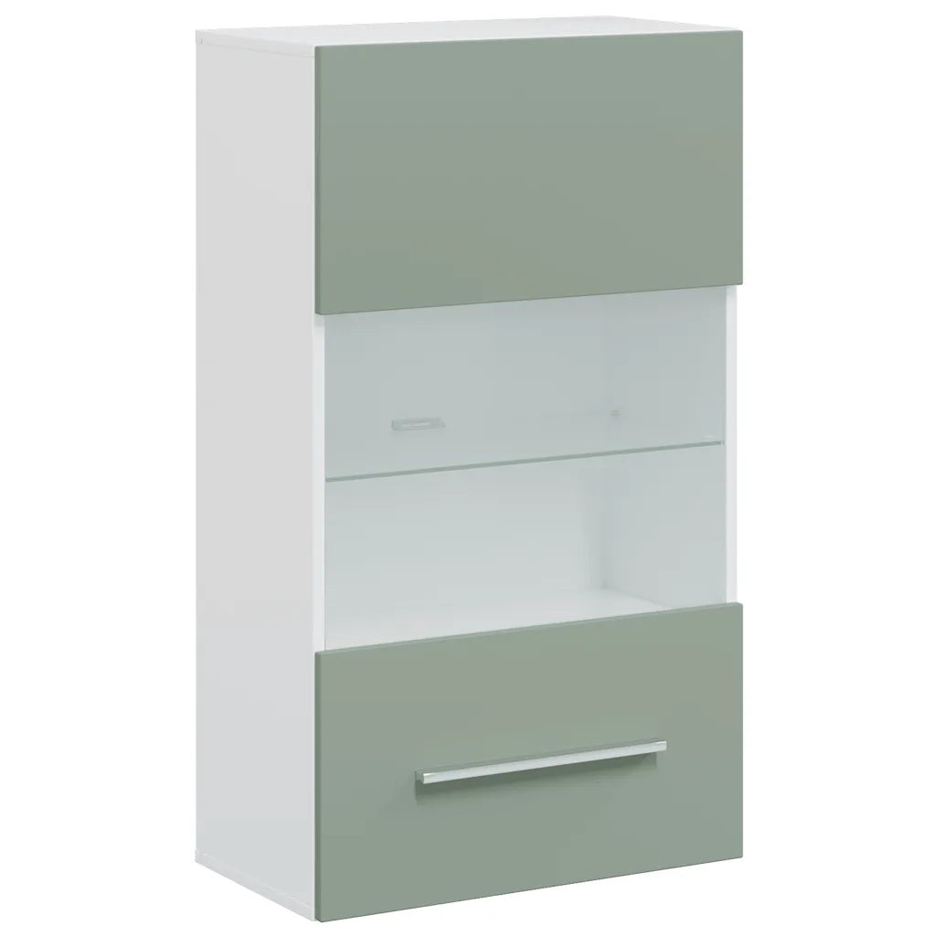 Mobile TV 5 pz con Illuminazione a LED Verde Oliva Truciolato