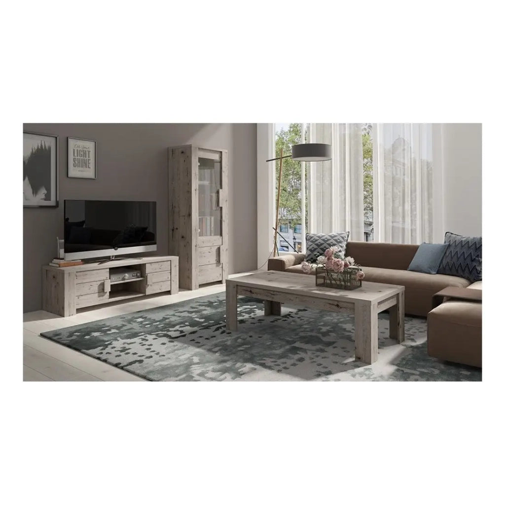 Mobile TV AMEK - 2 porte e 2 vani - Colore rovere - 150 x 48 x 47 cm