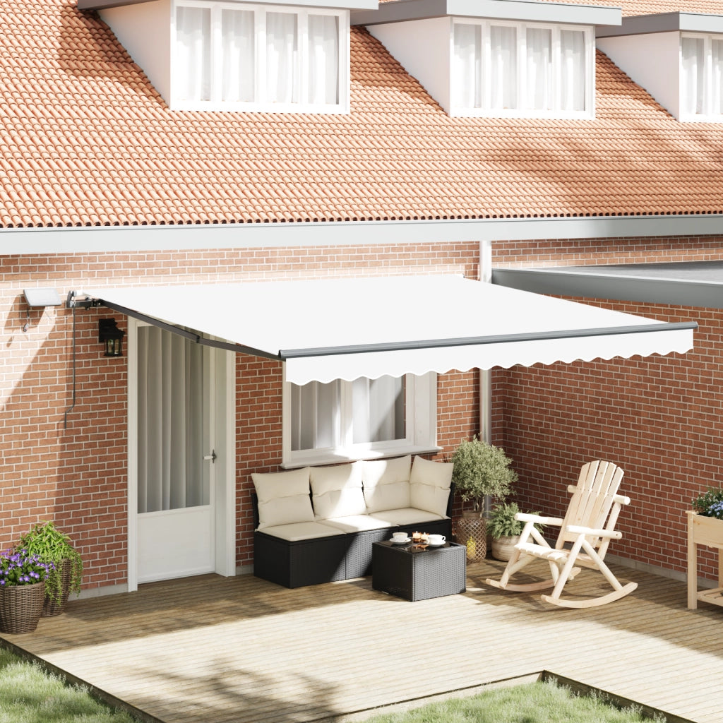 Tenda Retrattile Manuale  con LED Bianca 400x300 cm
