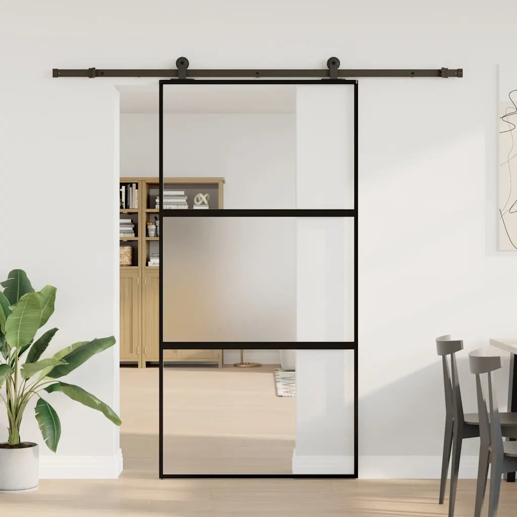 vidaXL Porta Scorrevole con Ferramenta Vetro Temperato Alluminio