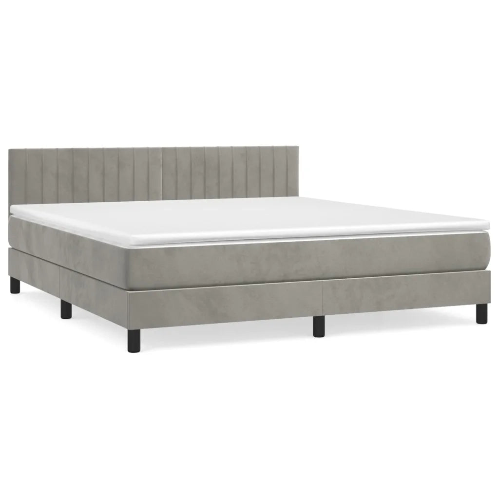 Giroletto a Molle con Materasso Grigio Chiaro 160x200cm Velluto cod mxl 36613