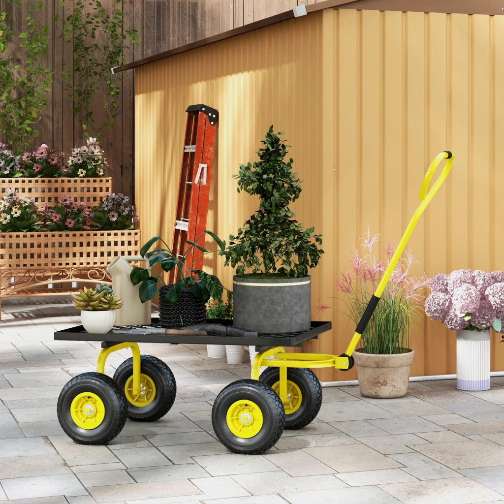 Carrello da Giardino ¨C zephmum ¨C Giallo e Nero, Acciaio, 94x48.5x100 cm