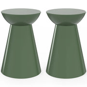 IDMarket - Set di 2 tavolini rotondi, tavolini da salotto, comodini ODETTE da 30 cm in metallo verde kaki