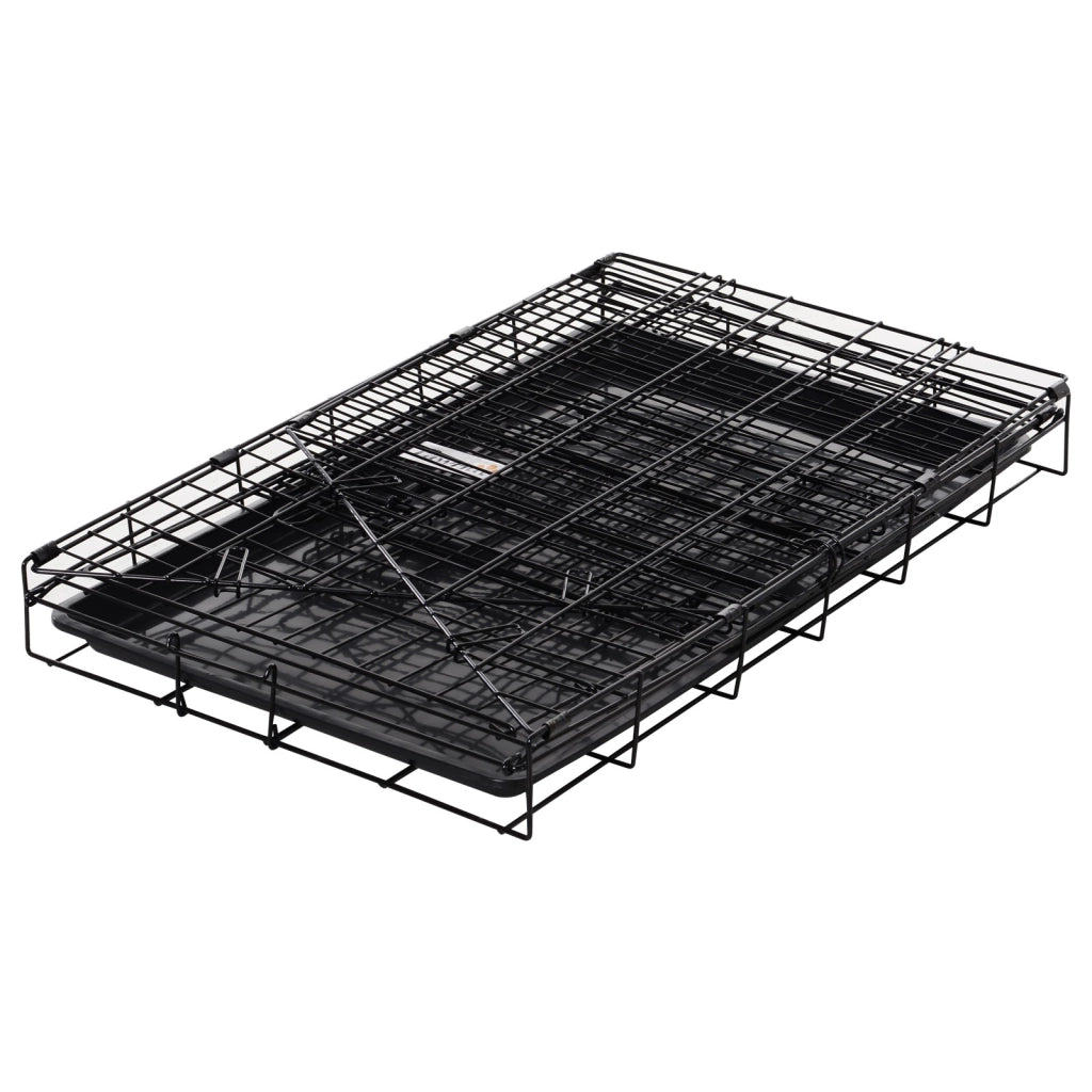 Easycomfort Trasportino per Cani in Metallo e PP, Gabbia per Cani a Trapezio per Auto con Maniglia, 77x47x55cm Nero