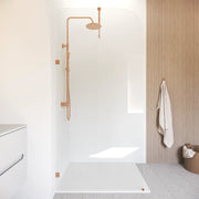 Doccia walk-in arco 120cm con cerniere rame spazzolato vetro 8mm trasparente easy clean h200 | Senja