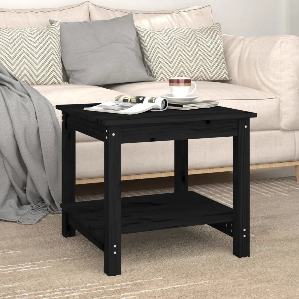 Tavolino da Salotto Nero 50x50x45 cm Legno Massello di Pino 822281