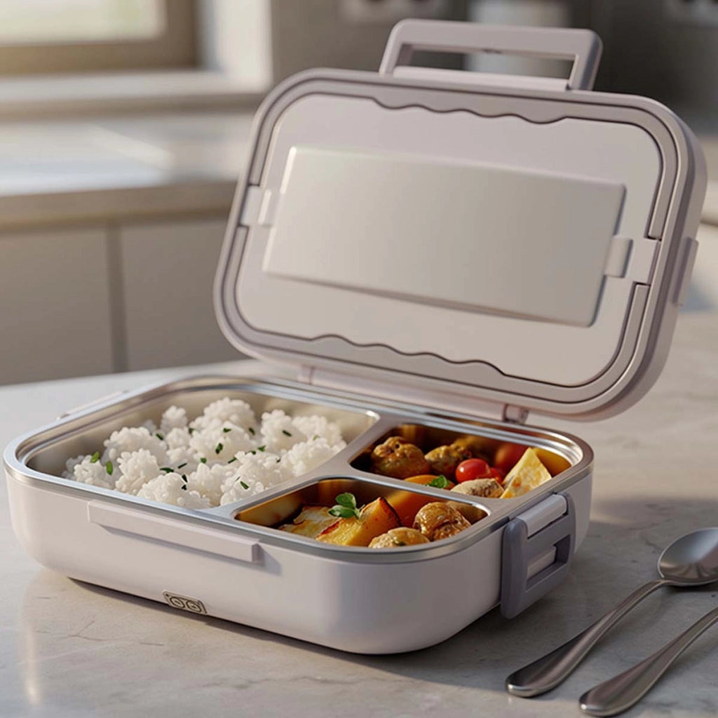Scaldavivande elettrico portatile da 1,5 litri con vassoio in acciaio inossidabile diviso Grigio Avizar