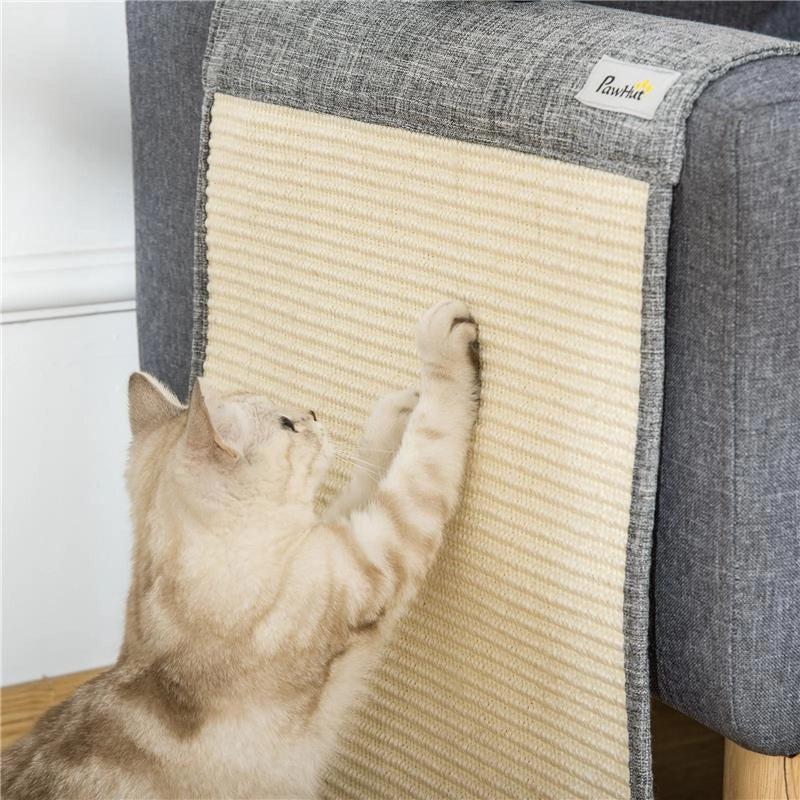 SET 2 TIRAGRAFFI PER GATTI DA DIVANO, TAPPETINI TIRAGRAFFI IN SISAL E POLIESTERE, 130X45CM - GRIGIO