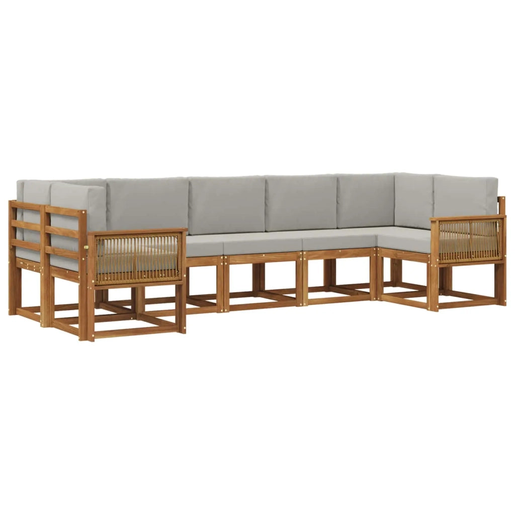 Set di divani da esterno 7 pz Naturale e Grigio Chiaro 3385517