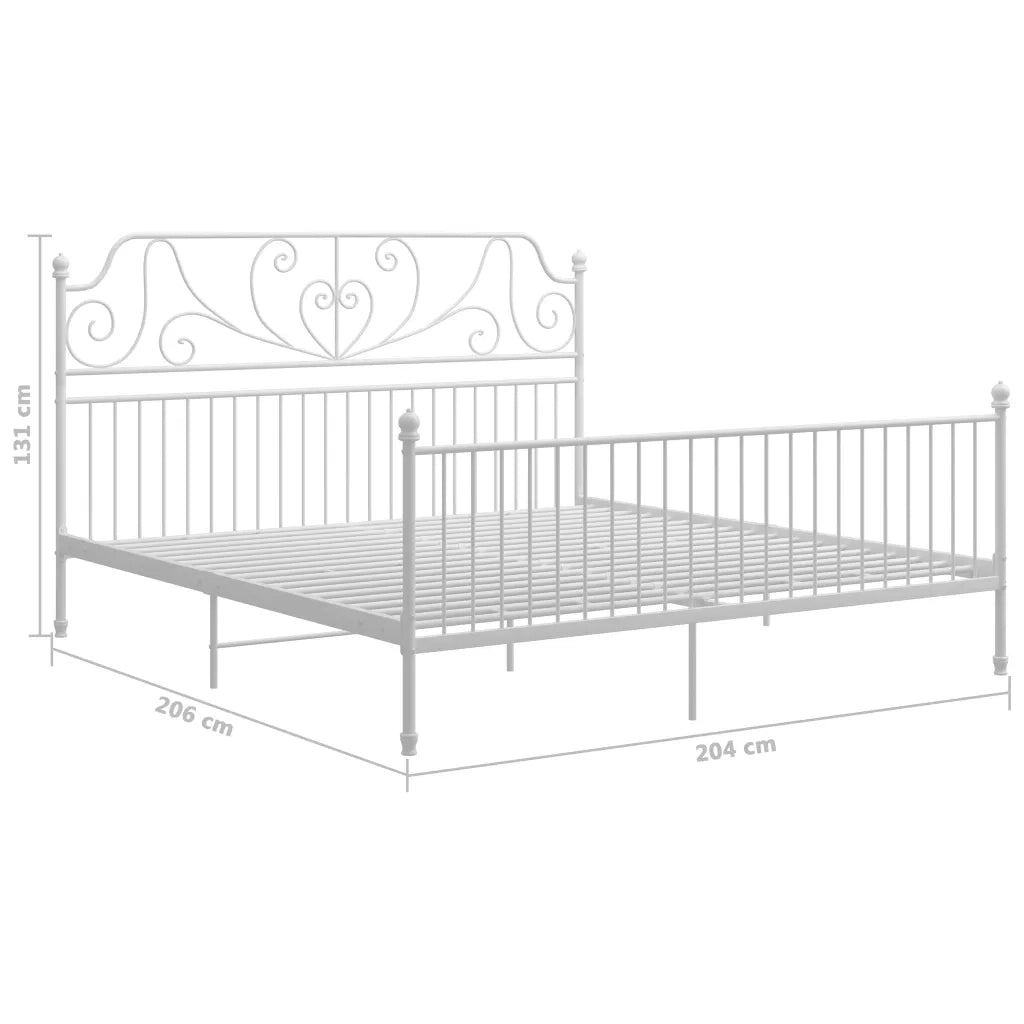 Letto matrimoniale | Letto per adulti | Giroletto Bianco in Metallo 200x200 cm