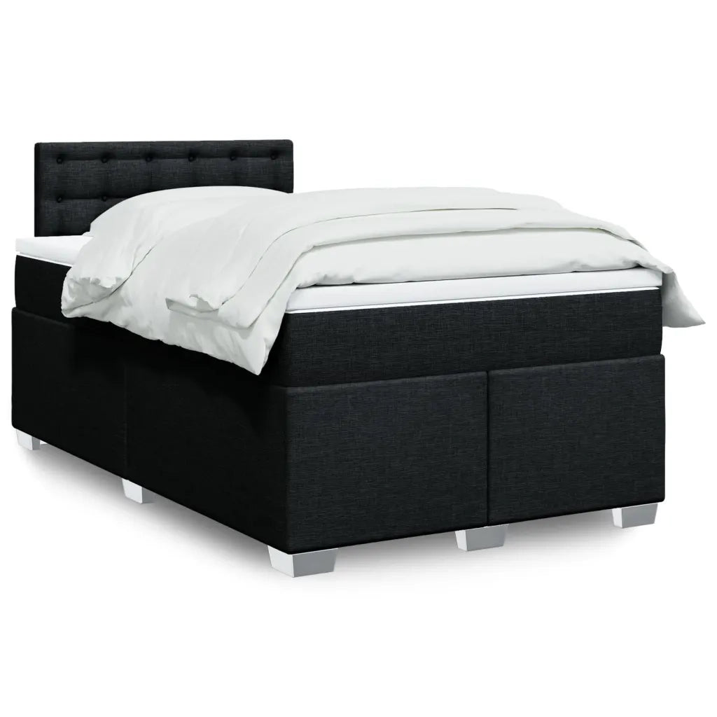 Giroletto a Molle con Materasso Nero 120x190 cm in Tessuto