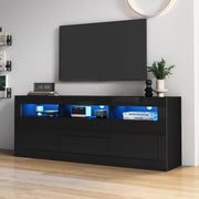 Mobile TV 160x35x60 cm con LED Bluetooth; 2 ante e 2 cassetti in truciolare nero