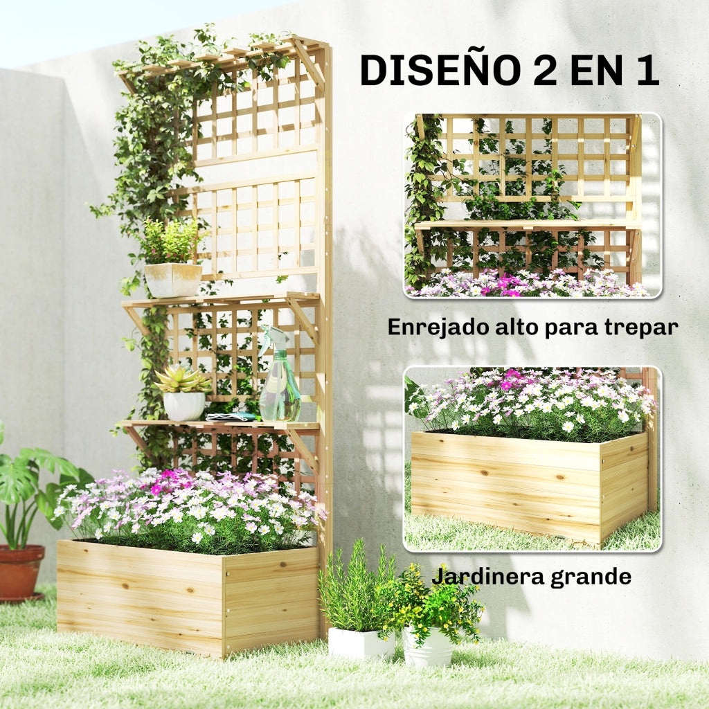 Fioriera con traliccio e tetto in legno ¨C Xylo ¨C 76x43,5x177 cm naturale