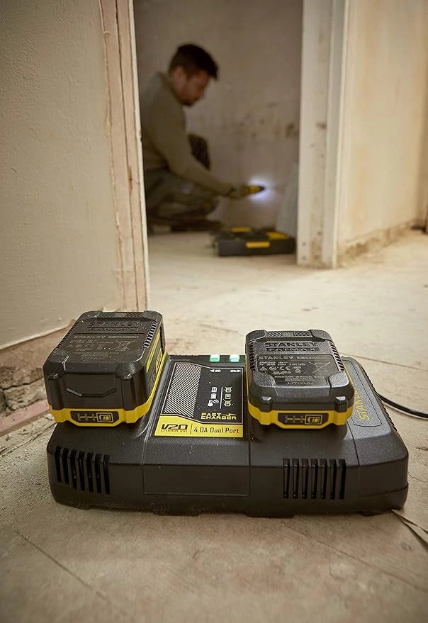 Stanley FatMax SFMCB24‑QW – Caricatore Rapido Doppio 18 V V20 con USB 2 A
