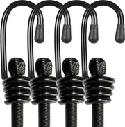 Cordoni bungee con ganci, cinture bungee elastiche robuste per esterni, inodore, corda bungee industriale per fissare vele, bagagli, tende, biciclette o pulire il giardino, 4 pezzi neri (8 mm * 150 cm) - 8mm*150cm