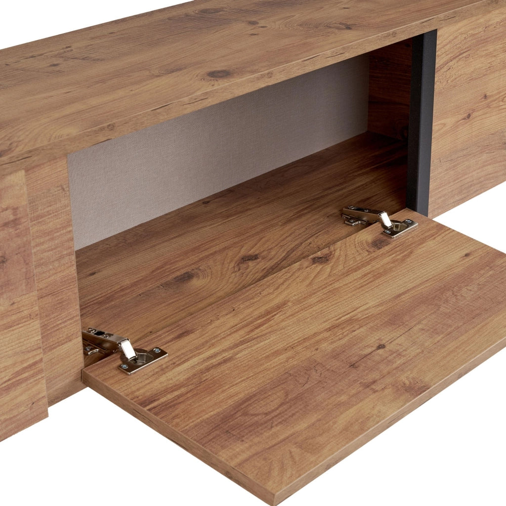 Porta TV in legno "Onera" - 180 x 30 x 50 cm - Pino Atlantico / Nero