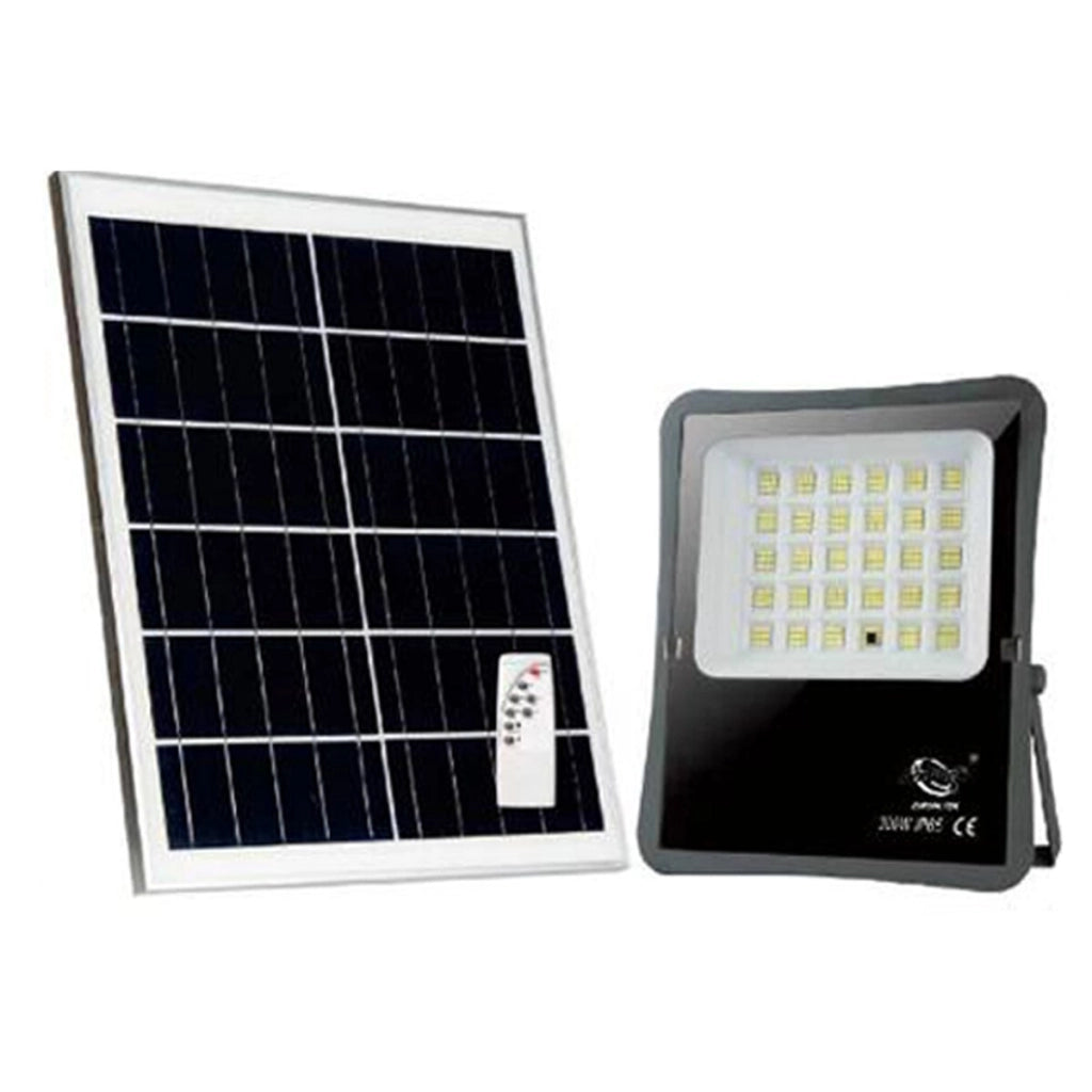 FARO LED FARETTO ALTA LUMINOSITA' PANNELLO SOLARE CREPUSCOLARE TELECOMANDO 300W