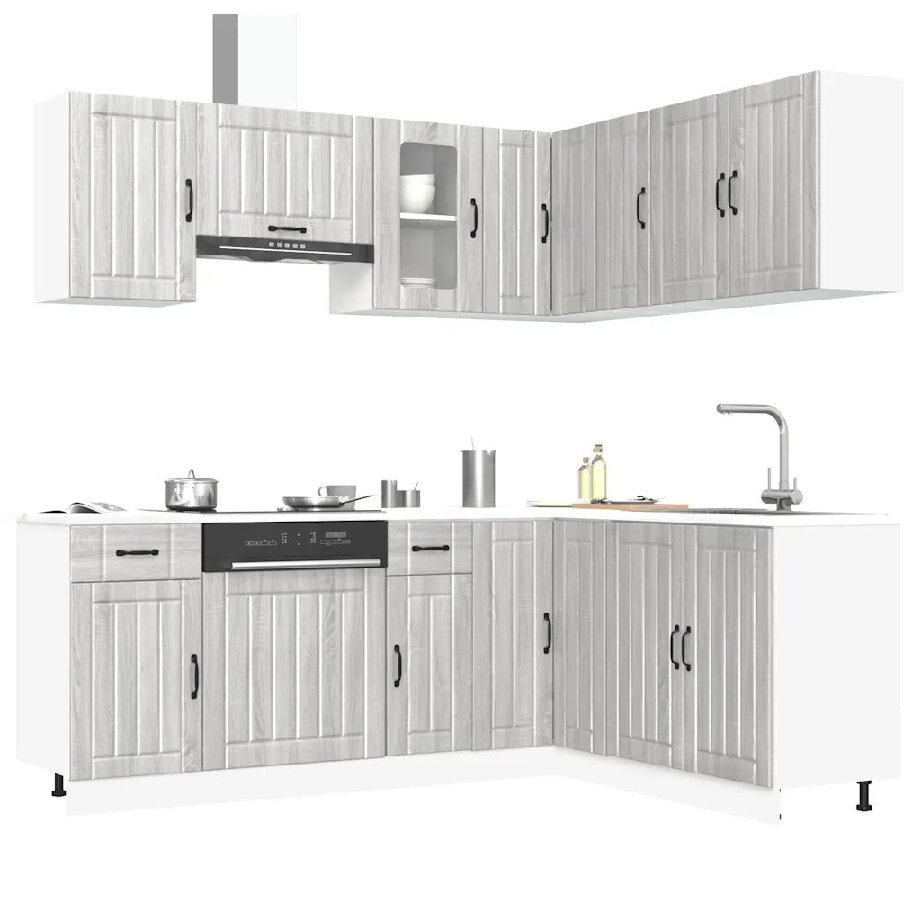 vidaXL Set Mobili da Cucina 11 pz Kalmar Grigio Sonoma in Truciolato