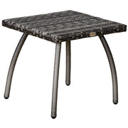 TAVOLINO IN RATTAN SINTETICO DA ESTERNO IMPERMEABILE 45 X 45 X 44 CM GRIGIO