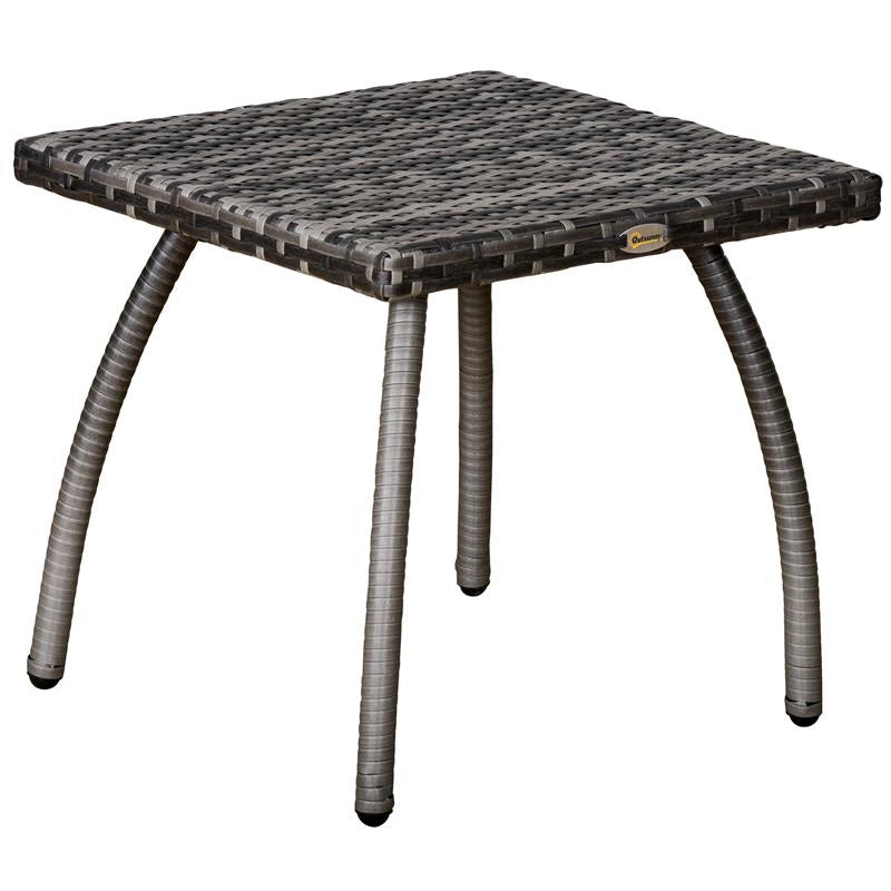 TAVOLINO IN RATTAN SINTETICO DA ESTERNO IMPERMEABILE 45 X 45 X 44 CM GRIGIO