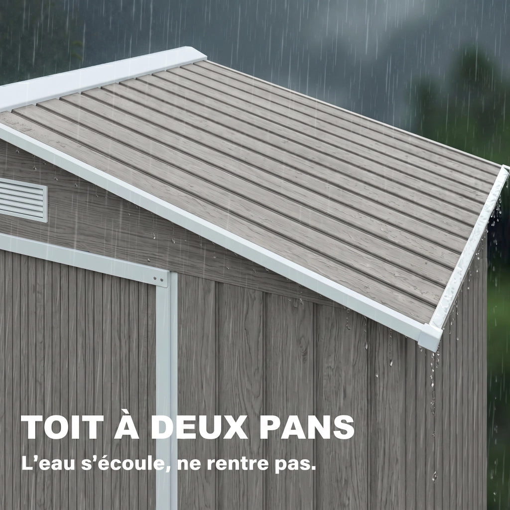 Casetta da Giardino 2,77 m2 ¨C zephmum ¨C Tettoia per Attrezzi con Porta a Chiave, Acciaio Marrone Chiaro