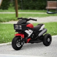Moto Elettrica per Bambini 3-5 Anni (max. 25kg) con 3 Ruote, Luci e Suoni, Batteria 6V, Rosso, 86x42x52cm