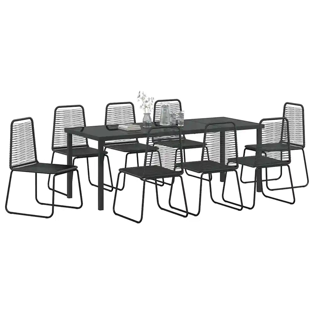 Set da Pranzo per Giardino 9 pcs Nero