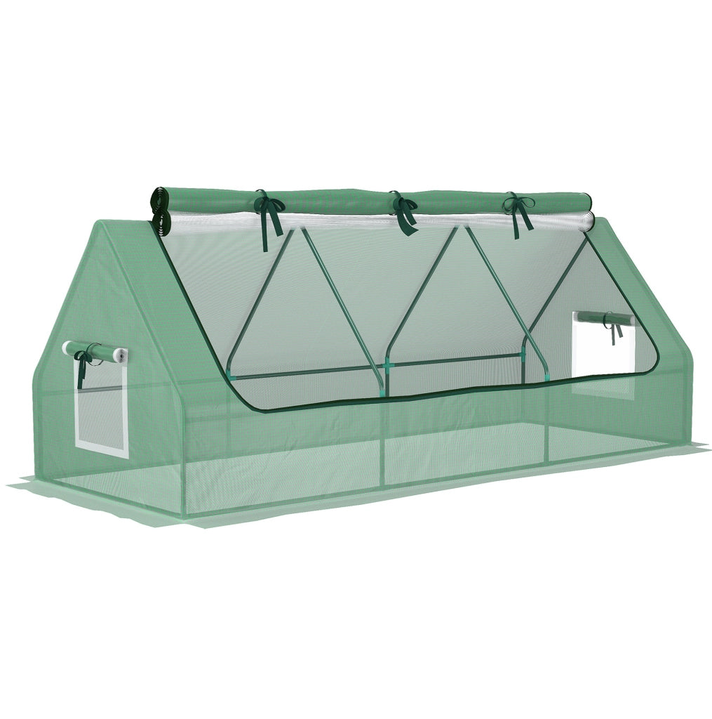 Mini serra da esterno verde con copertura in PE 240 x 90 x 90 cm