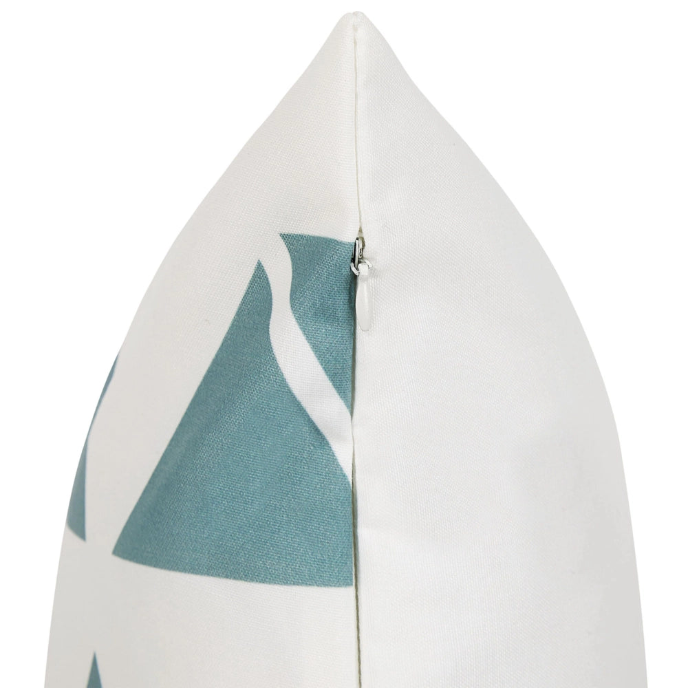 Cuscino da Giardino Motivo Geometrico a Triangoli Bianco e Blu 45 x 45 cm