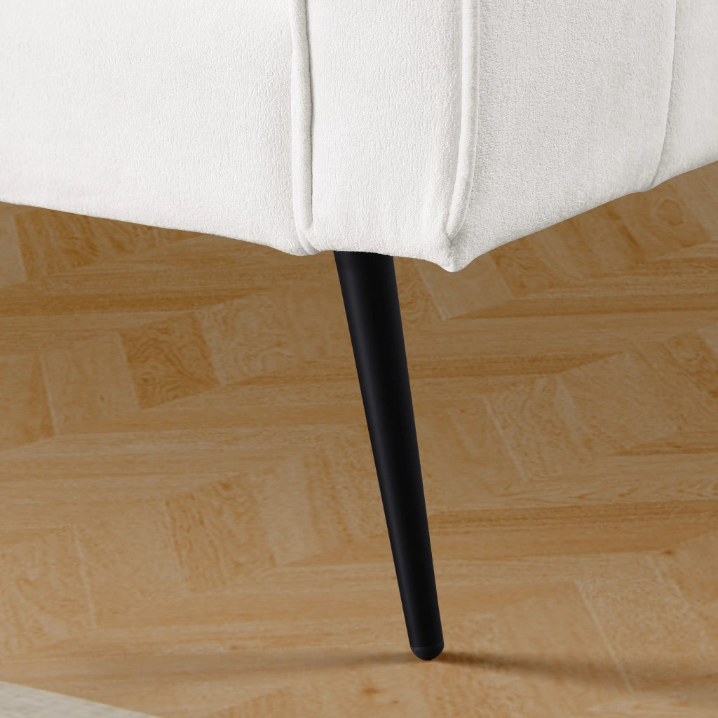 Divano letto futon convertibile con struttura in legno e piedini in metallo per salotto in tessuto a coste beige