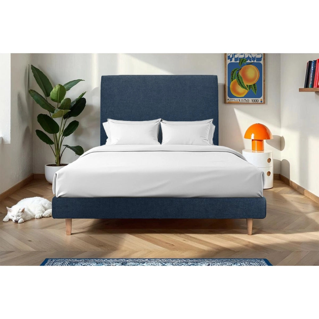 Letto 135x190 cm con testata imbottita - Tessuto Tela opaca