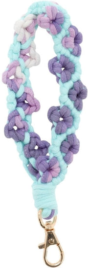 Sostegno per Chiave Macramé - Disegno Fiorale - Bohemian - Portachiave per Polso - Sostenibile - Filo di Cotone - Manufatto Artigianale - Anello per Chiave