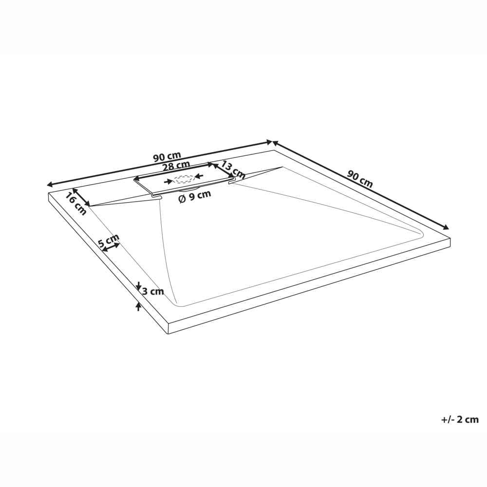 Piatto doccia con scarico bianco SMC 90 x 90 x 3 cm effetto pietra naturale minimalista