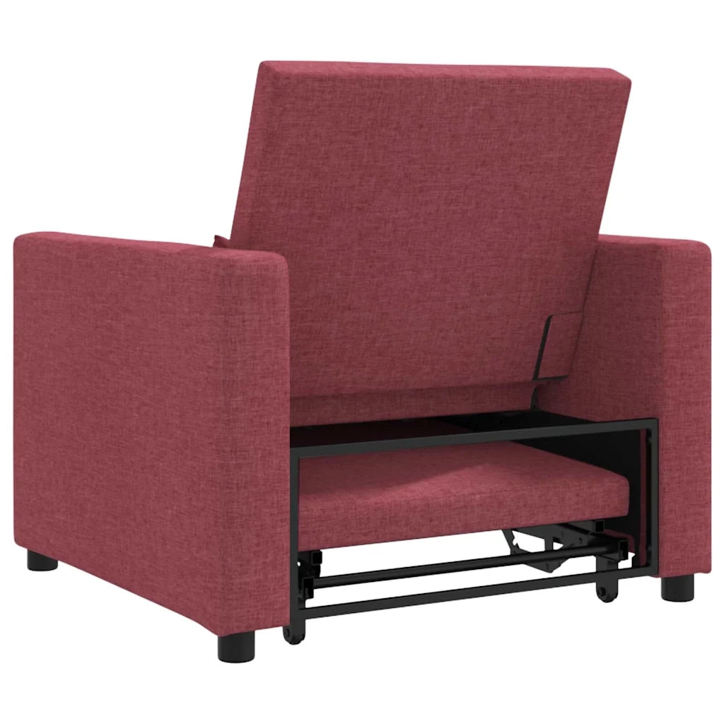 vidaXL Divano Letto Singolo Rosso vino 90 x 165 x 87 cm Tessuto