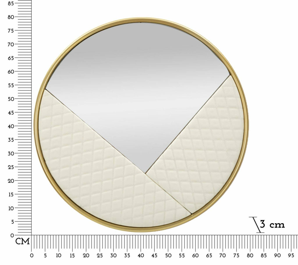 Specchio Bozzole, Specchiera, Articolo d'arredo a muro, Decorazione con specchio, 80x3 h80 cm, Bianco e Oro