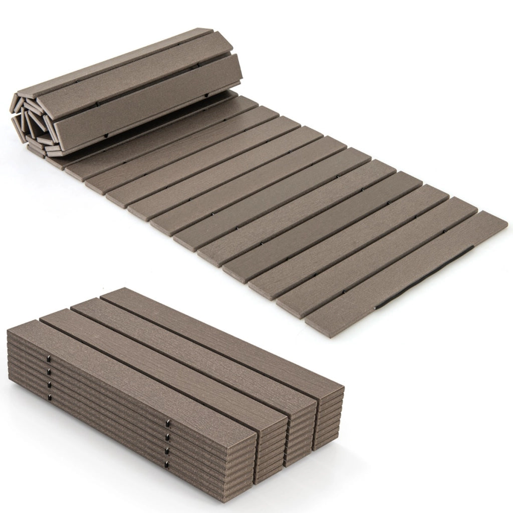 Camminamento dritto con telaio in HDPE superficie antiscivolo con filo metallico, Passerella da giardino esterna da 242 cm Grigio
