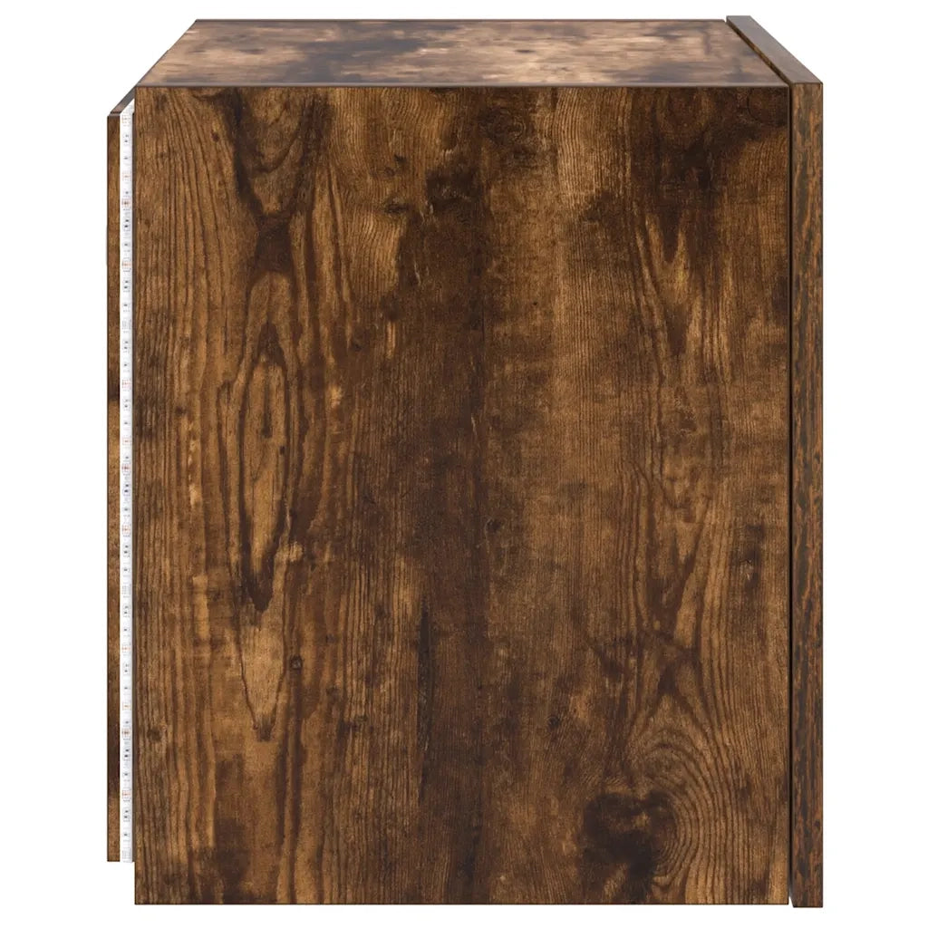 Mobile TV a Parete con Luci LED Rovere Fumo 40,5x35x40 cm 837254