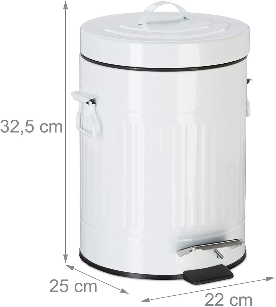 Pattumiera vintage a pedale in metallo per cucina o bagno 5 litri bianco 13_0002319_2