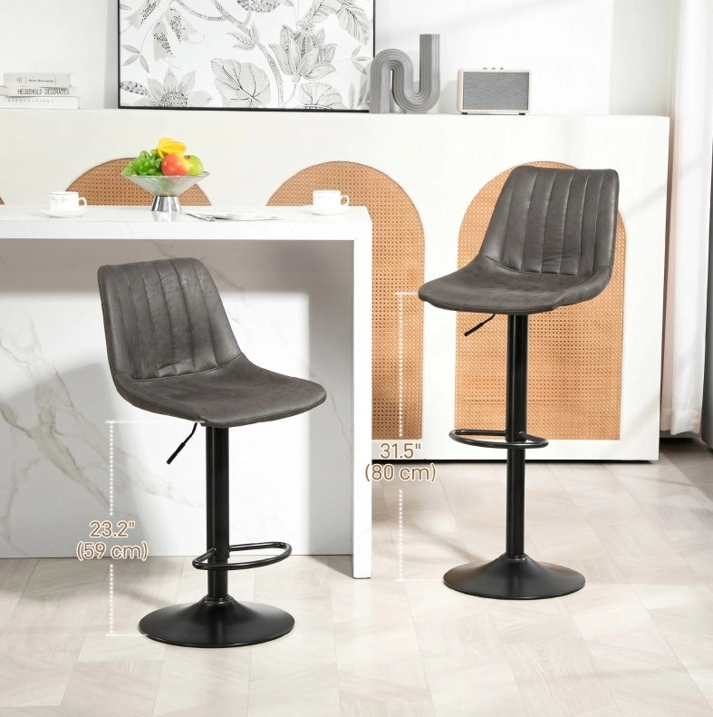 Set 2 sgabelli da bar regolabili in metallo grigio scuro