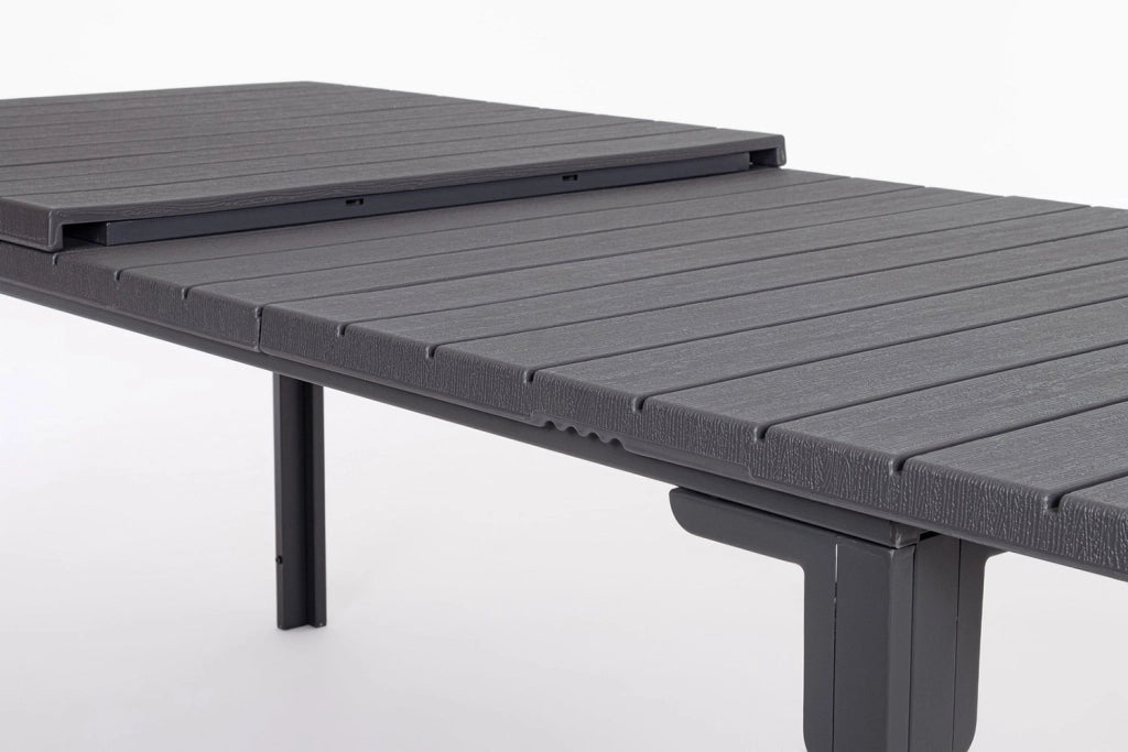 Tavolo Allungabile da Esterno 180-240x90 cm in Acciaio e HDPE Sarita Antracite