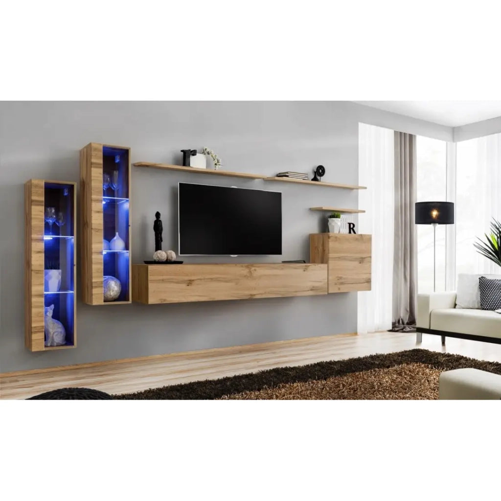 Mobile da soggiorno a parete SWITCH XI design, colore quercia Wotan.