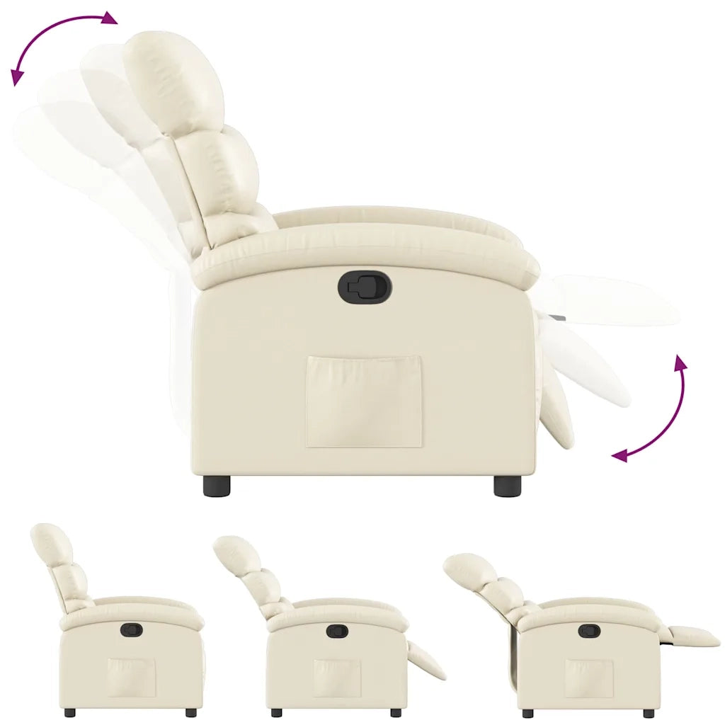 Divano Sedia-Poltrona Reclinabile Crema in Similpelle 689134
