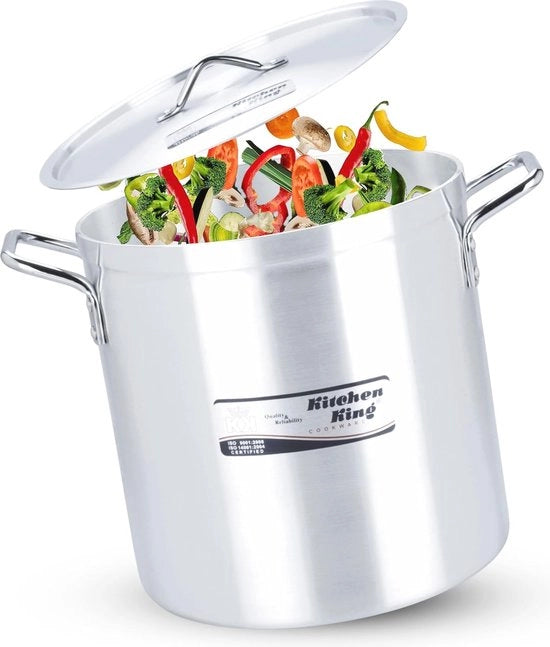 Grande Ciotola da Cucina 28cm con Coperchio - Capacità 16L - Compatibile con Induzione - Acciaio Inossidabile - Ciotola da Cucina con Rivestimento PFOA Gratuito