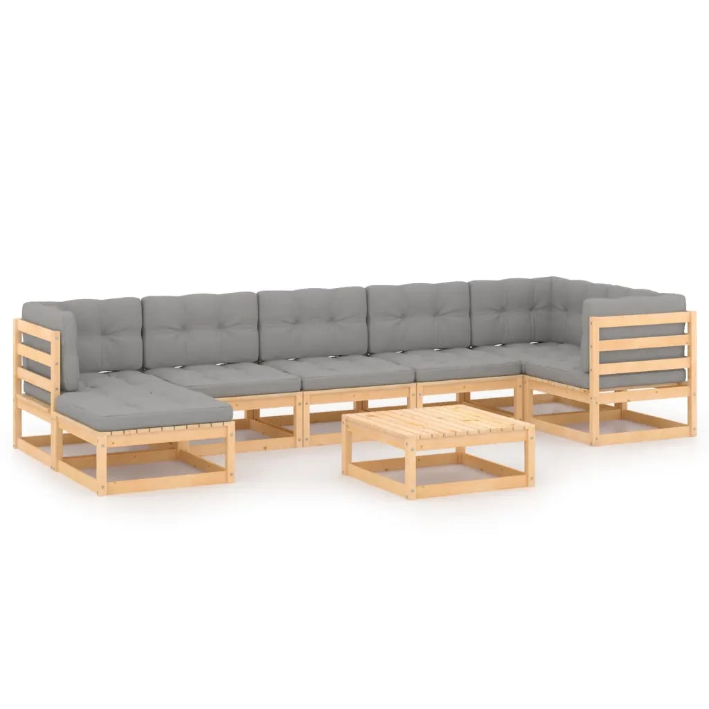 Set Salotto Giardino 8 pz Cuscini Antracite Legno Massello Pino 3076749