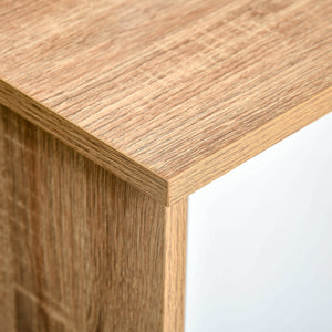 Mobile 2 Ante Scorrevoli 130x40x74,5 cm in Legno Rovere e Bianco